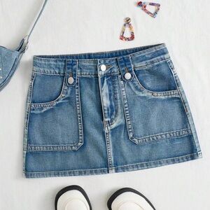 SHEIN Light Blue Denim Skirt